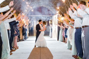 This is the sparkler exit for the bride and groom leaving their wedding reception at the Carriage House at Park Crest Events in Hoover, Alabama taken by Alabama Weddings