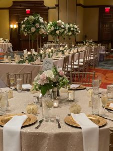 Pink and lots of florals wedding reception at renaissance ross bridge resort in Birmingham Alabama taken by Pipevine Photography.